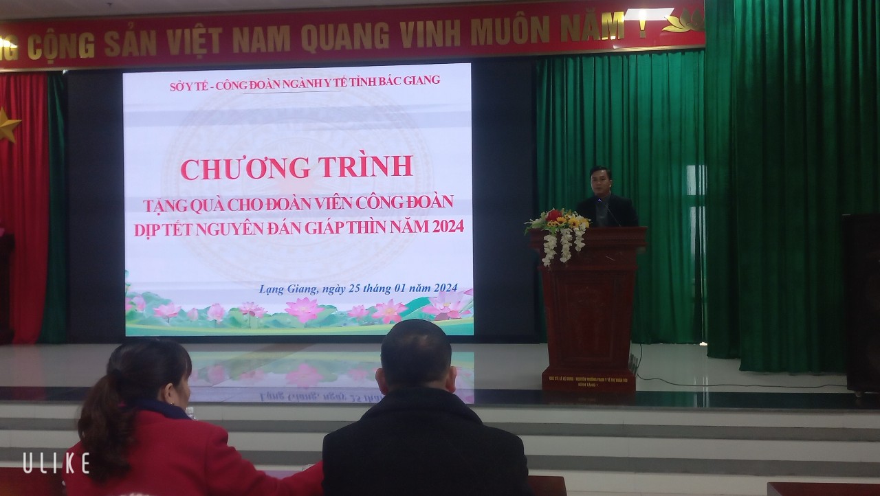 LÃNH ĐẠO SỞ Y TẾ VÀ CÔNG ĐOÀN NGÀNH Y TẾ TỈNH BẮC GIANG THĂM VÀ TẶNG QUÀ CHO ĐOÀN VIÊN CÔNG ĐOÀN TRUNG TÂM Y TẾ HUYỆN LẠNG GIANG DỊP TẾT NGUYÊN ĐÁN GIÁP THÌN NĂM 2024