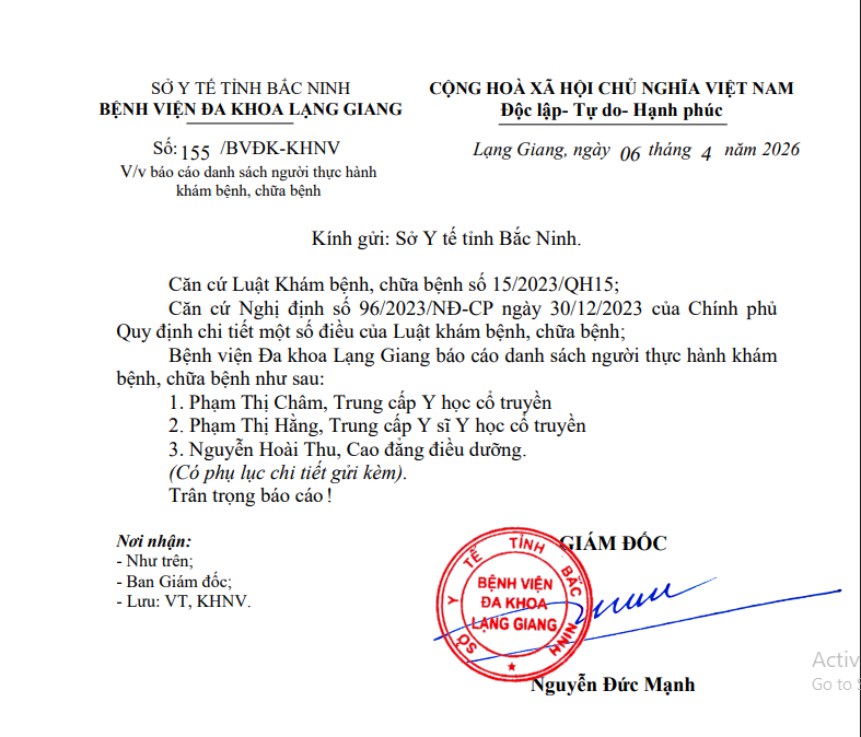 Danh sách người thực hành KBCB