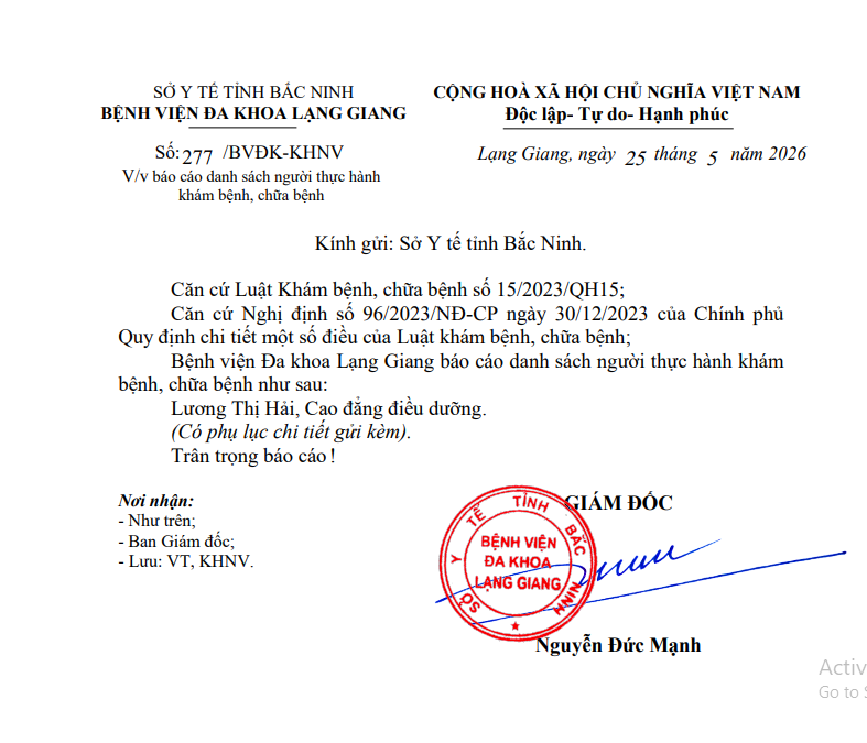 Người thực hành: Lương Thị Hải