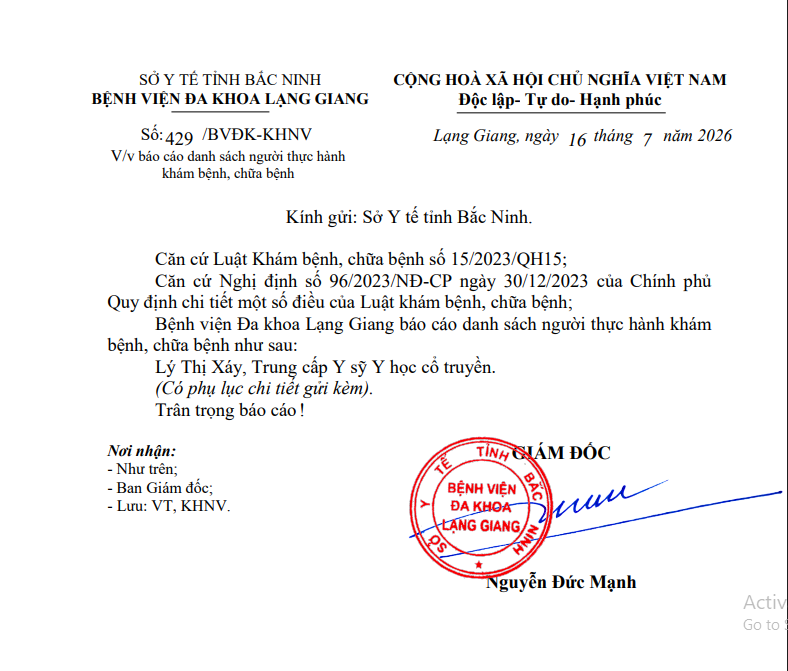 Danh sách người thực hành KBCB: Lý Thị Xáy